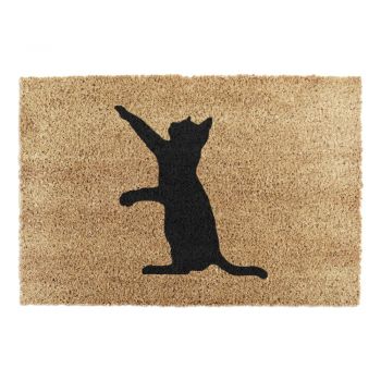 Covoraș intrare din fibre de cocos Artsy Doormats Cat, 40 x 60 cm