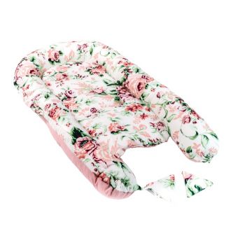 Baby Nest multifunctional din bumbac Pink Flowers