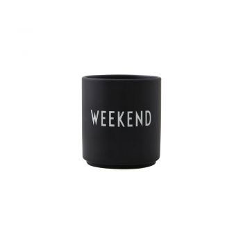 Cană neagră din porțelan 300 ml Weekend – Design Letters