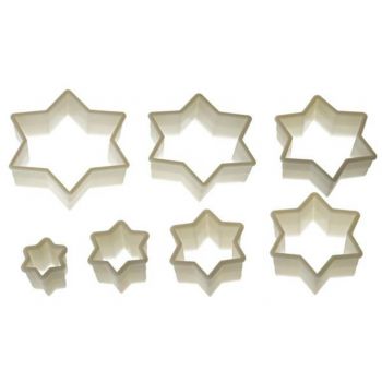 Set 7 forme pentru biscuiti Star, Silikomart, Ø4 cm - Ø13 cm, nailon