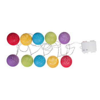 Ghirlanda luminoasa cu 10 LED-uri, Bizzotto, 210 cm, bumbac/polipropilena, multicolor