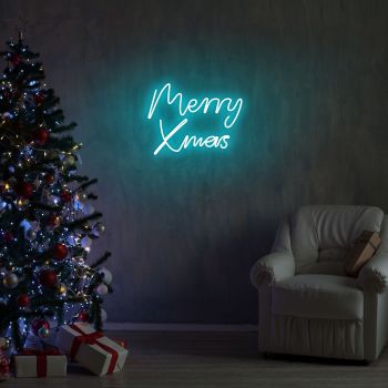 Lampa de perete Merry Christmas, Neon Graph, 43x33x2 cm, albastru