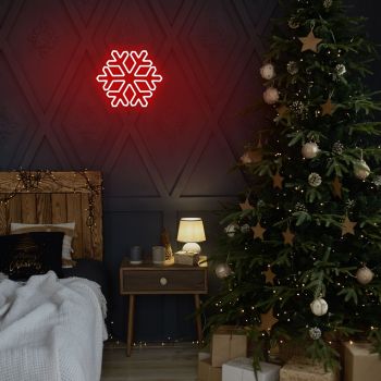 Lampa de perete Snowflake, Neon Graph, 30x26x2 cm, rosu