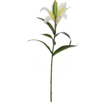 Floare artificiala Lily, 15x16x70 cm, poliester, alb/galben