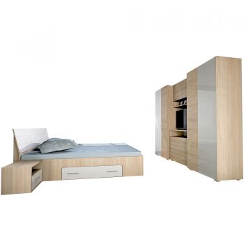 Dormitor Andrei, 200x80x50, sonoma+alb