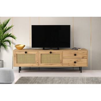 Comoda TV Hapsiyas, Kalune Design, 180x40x60 cm, natural/negru
