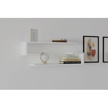 Raft de perete 2 piese Eldo, Asse Home, 60x19.6x15 cm, alb