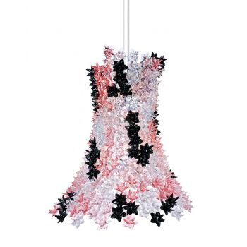 Suspensie Kartell Bloom design Ferruccio Laviani G9 max 9x33W d53cm roz-negru transparent