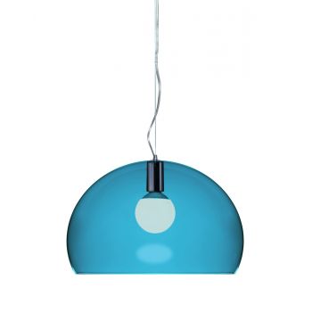 Suspensie Kartell FL/Y design Ferruccio Laviani E27 max 15W LED h33cm albastru petrol transparent