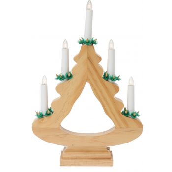 Decoratiune luminoasa Candle Tree, 27.5x6.5x39.5 cm, 5 LED-uri, lemn
