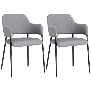 Set de 2 scaune HOMCOM moderne, material textil la atingere de in | Aosom RO