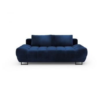 Canapea extensibilă cu 3 locuri și tapițerie de catifea Windsor & Co Sofas Cirrus, albastru închis