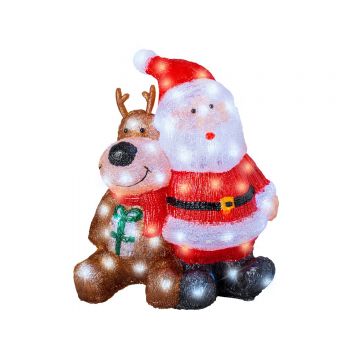 Decoratiune luminoasa Santa and Reindeer, Lumineo, 34x18x40 cm, acril, multicolor