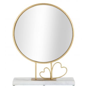 Oglinda de masa Heart, Mauro Ferretti, 30x39.5 cm, fier/marmura, auriu