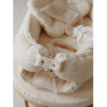 Suport de dormit babynest Premium din tesatura bucle Crem Teddy by BabyLy 80x50 cm