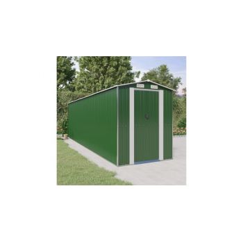 Magazie metalica de gradina, verde, 192x689x223 cm, otel zincat