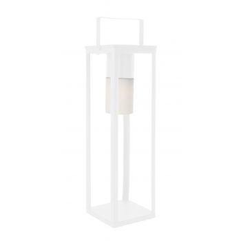 Lampa solara cu agatatoare LED Square, Bizzotto, 20 x 20 x 75 cm, otel, alb