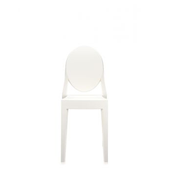 Set 2 scaune Kartell Victoria Ghost design Philippe Starck alb lucios
