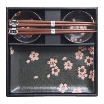 Set 6 farfurii de sushi din ceramică MIJ Sakura, gri