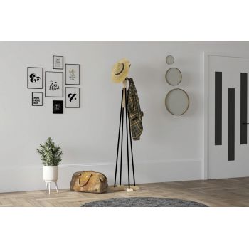 Cuier de perete, Asse Home, Foley, 41x160 cm, Stejar / Negru