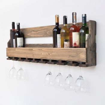 Raft pentru sticle de vin, Evila Originals, Icki011, 90x30x12 cm, Maro