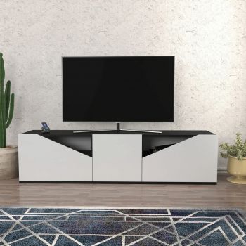 Comoda TV, Retricy, Carson, 160x35.3x40 cm, PAL, Antracit/Alb