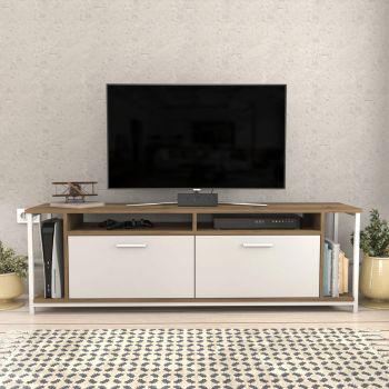 Comoda TV, Retricy, Omar, 160x35x50.8 cm, PAL, Alb/Maro