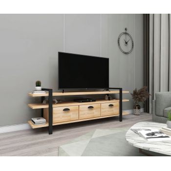 Comoda TV, Woodface, Lucca, 148x47x29.5 cm, Lemn, Natural