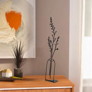 Decoratiune, Flowerpot, 12x45 cm, Metal, Negru