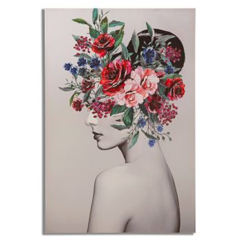 Tablou decorativ Lady Flower -A, Mauro Ferretti, 80 x 120 cm, lemn de pin/canvas