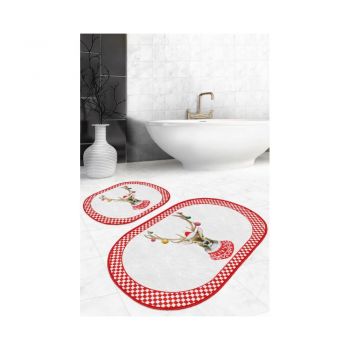 Covorașe de baie roșu/alb 2 buc. 60x100 cm – Mila Home