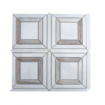 Mozaic Marmura White&Grey Basket Polisata, 30.5 x 30.5 cm