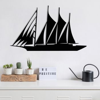 Decoratiune de perete, Sail, metal, 52 x 31 cm, negru