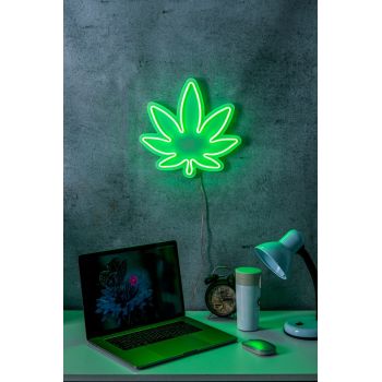 Decoratiune luminoasa LED, 420 Cannabis, Benzi flexibile de neon, DC 12 V, Verde