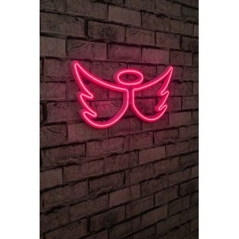 Decoratiune luminoasa LED, Angel, Benzi flexibile de neon, DC 12 V, Roz