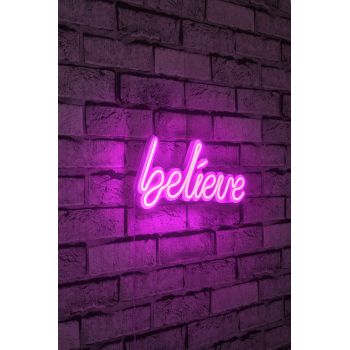 Decoratiune luminoasa LED, Believe, Benzi flexibile de neon, DC 12 V, Roz