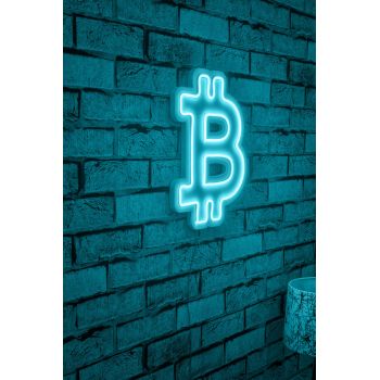 Decoratiune luminoasa LED, Bitcoin, Benzi flexibile de neon, DC 12 V, Albastru