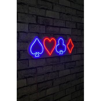 Decoratiune luminoasa LED, Briscambille Poker Suits, Benzi flexibile de neon, DC 12 V, Multicolor