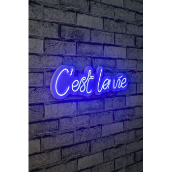 Decoratiune luminoasa LED, C'est La Vie, Benzi flexibile de neon, DC 12 V, Albastru