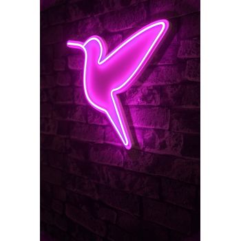 Decoratiune luminoasa LED, Little Bird, Benzi flexibile de neon, DC 12 V, Roz