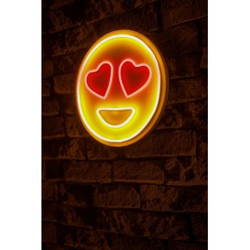 Decoratiune luminoasa LED, Love Smile, Benzi flexibile de neon, DC 12 V, Roșu / galben