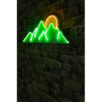Decoratiune luminoasa LED, Mountain, Benzi flexibile de neon, DC 12 V, Verde galben