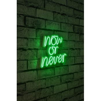 Decoratiune luminoasa LED, Now or Never, Benzi flexibile de neon, DC 12 V, Verde