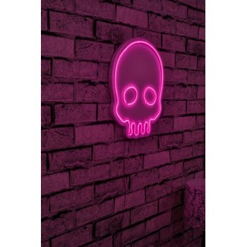 Decoratiune luminoasa LED, Skull, Benzi flexibile de neon, DC 12 V, Roz
