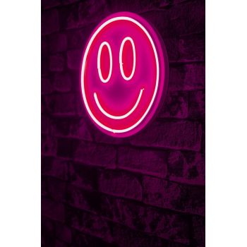 Decoratiune luminoasa LED, Smiley, Benzi flexibile de neon, DC 12 V, Roz
