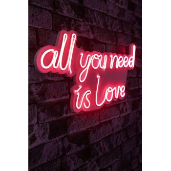 Decoratiune luminoasa LED, All You Need is Love, Benzi flexibile de neon, DC 12 V, Rosu