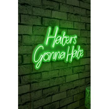 Decoratiune luminoasa LED, Haters Gonna Hate, Benzi flexibile de neon, DC 12 V, Verde