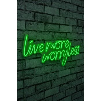 Decoratiune luminoasa LED, Live More Worry Less, Benzi flexibile de neon, DC 12 V, Verde