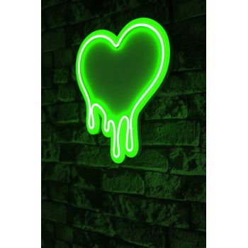 Decoratiune luminoasa LED, Melting Heart, Benzi flexibile de neon, DC 12 V, Verde