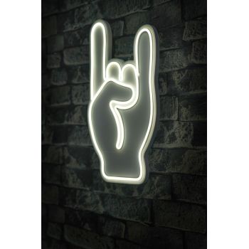 Decoratiune luminoasa LED, Rock N Roll Sign, Benzi flexibile de neon, DC 12 V, Alb